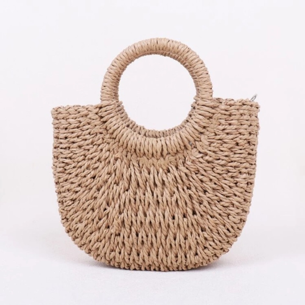 Small woven straw purse